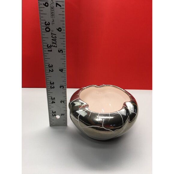 Vintage Cracked Metallic Bronze Copper Trinket Candle Holder Decorative - Picture 11 of 11